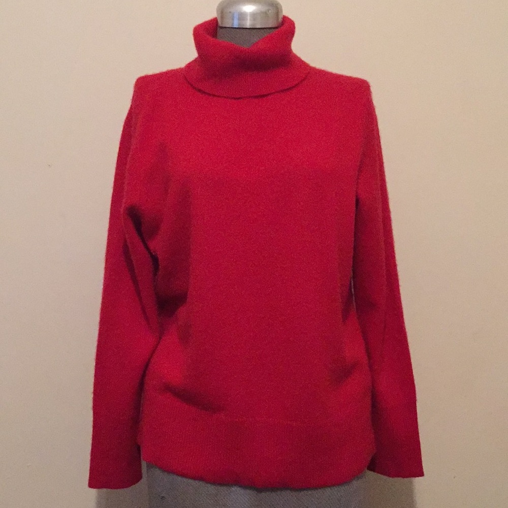 Victor Alfaro Red Cashmere Turtleneck Sweater XL